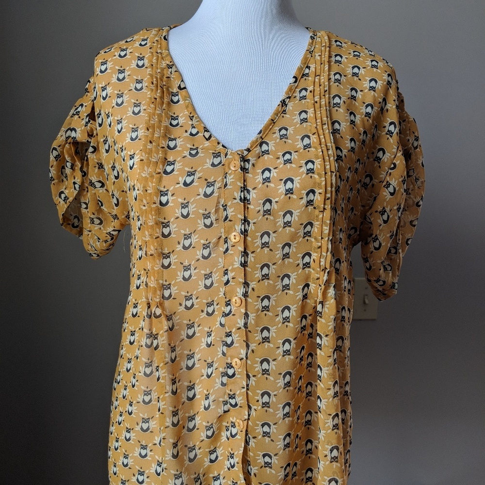 Anthropologie cat print blouse